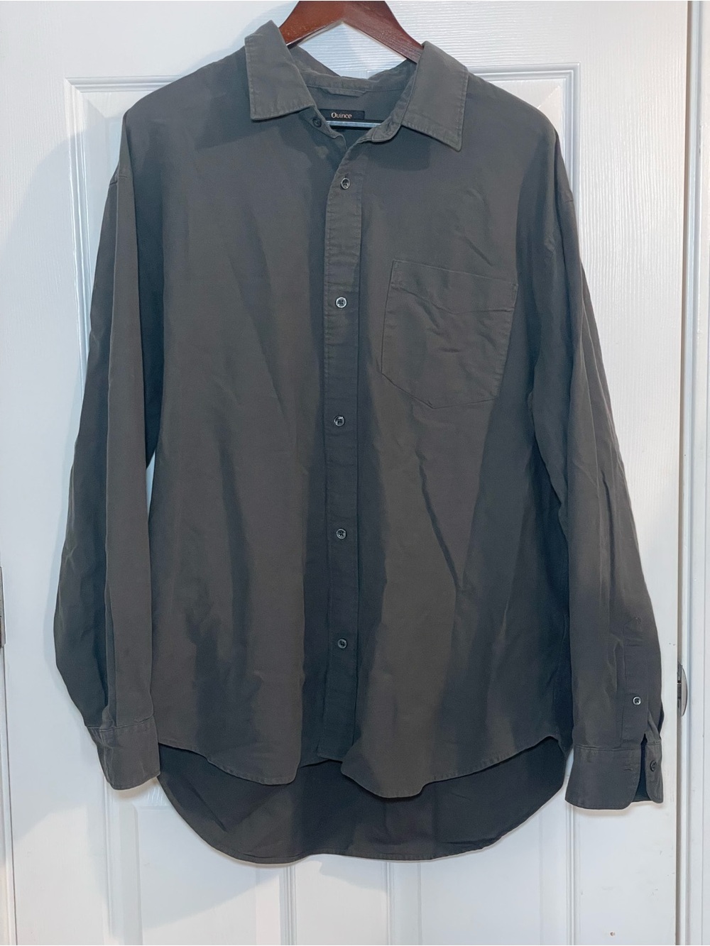 Quince Mens XXL Organic Cotton Stretch Button Down Shirt Charcoal Gray